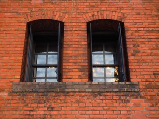 red brick wall and windows, Yokohama