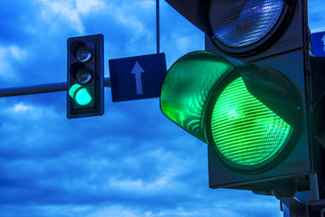 Traffic lights over urban intersection