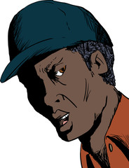 Serious Man in Hat Talking