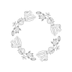 sea animals frame. Vector. Isolated.