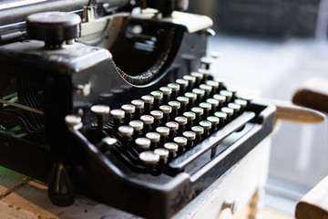 A vintage typewriter machine.