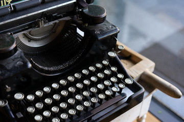 A vintage typewriter machine.