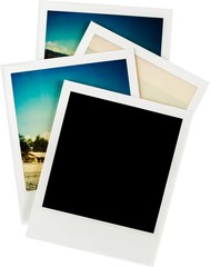 One Blank Polaroid Frame and Three Polaroid Photos - Isolated