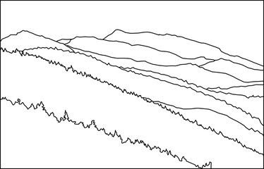 landscape of mountains drawing vector eps 10