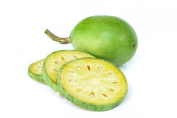 Medicinal Bael fruits isolated on white background