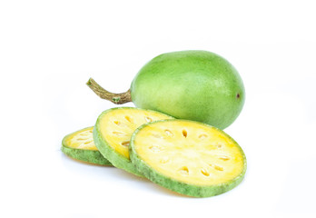 Medicinal Bael fruits isolated on white background.