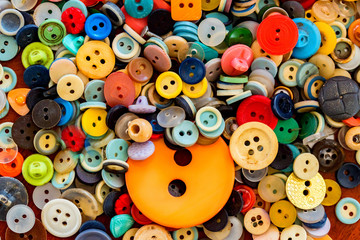 Fototapeta na wymiar Close up of sewing colorful buttons background
