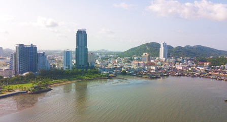 Aerial view of Sriracha city ,Koh loy public park,Chonburi Thailand