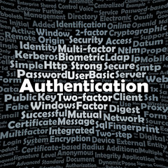 Fototapeta premium Authentication word cloud