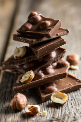 Chocolate bars with hazelnuts