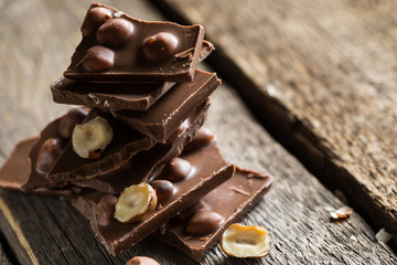 Chocolate bars with hazelnuts