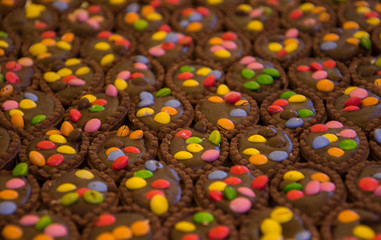 Maltese chocolate biscuits decorated with colorful smarties