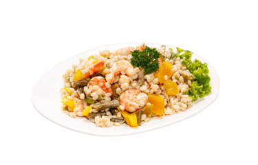 Orzo con gamberetti e verdure