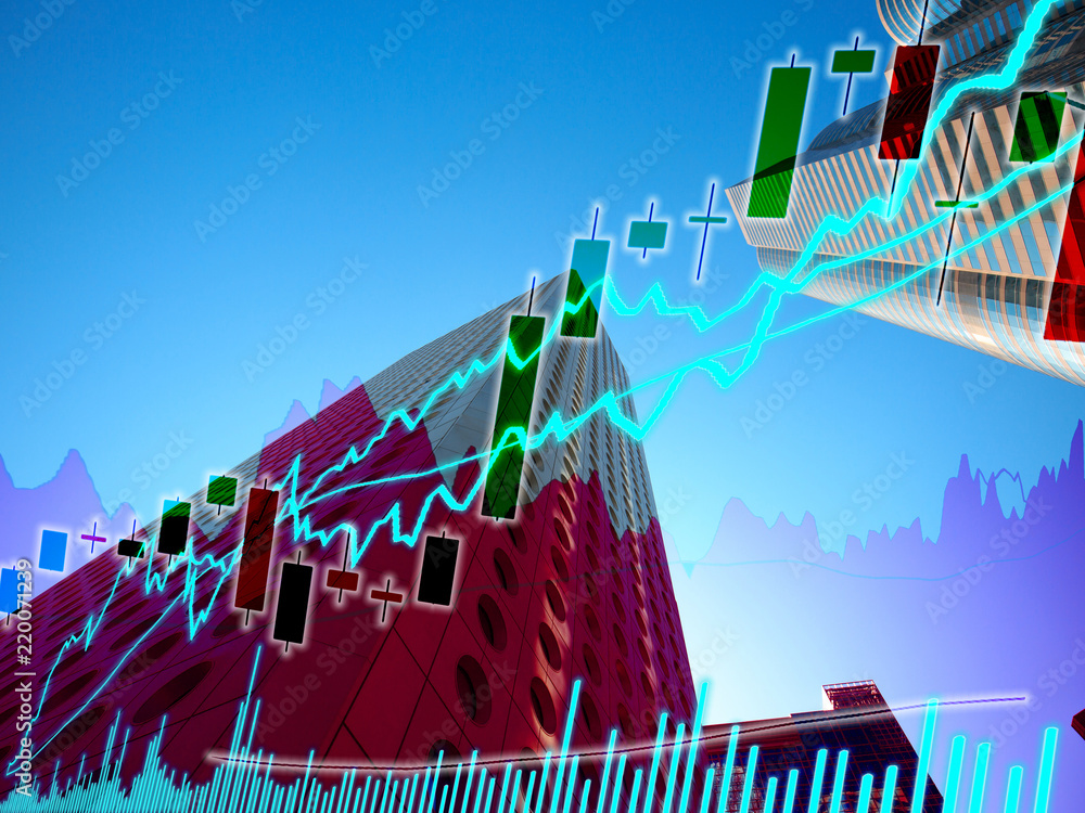 Poster perspective stock market index with modern building in background