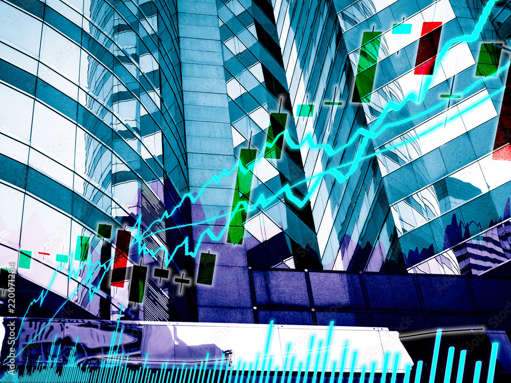Poster perspective stock market index with modern building in background