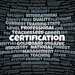 Certification word cloud