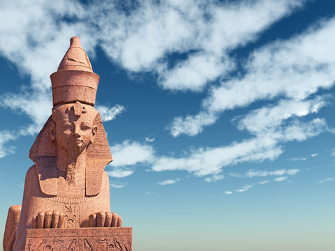 Egyptian Sphinx on blue sky background