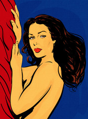 portrait femme sexy, sensuelle, glamour, pop art, comics