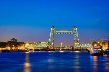 Fototapeta na wymiar De Hef old railroad bridge in Rotterdam, Netherlands
