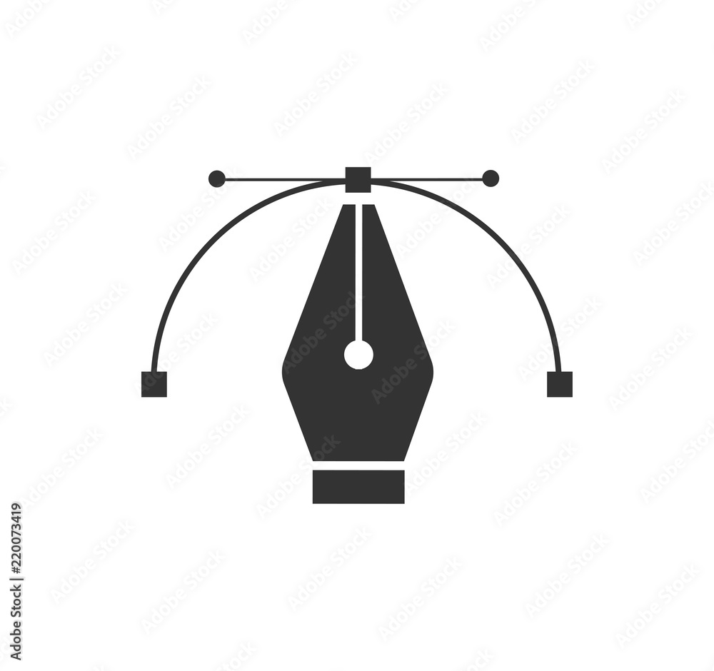 Poster pen tool cursor. vector computer graphics. logo for designer or illustrator. design icon. the curve 