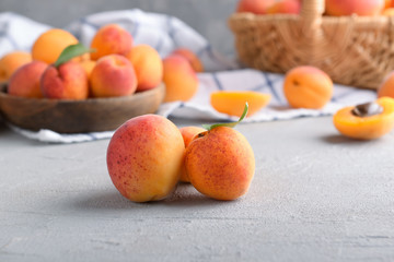 Sweet ripe apricots on table