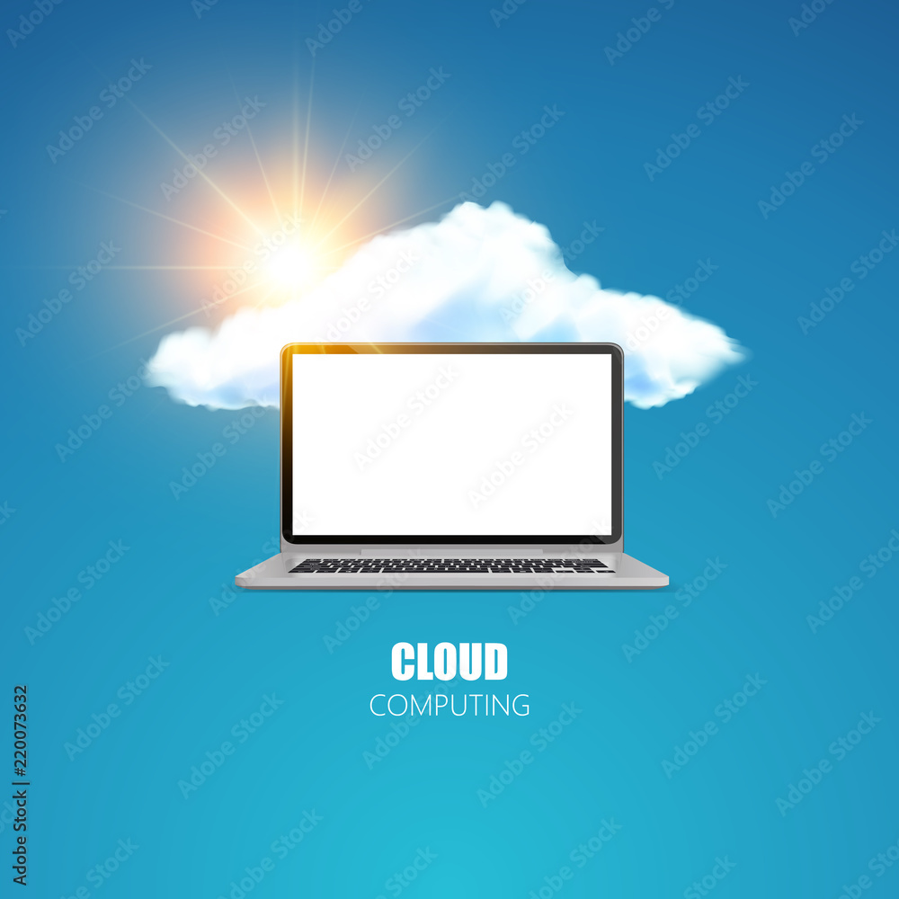 Poster cloud computing concept photorealistic vector