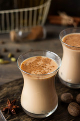 Traditional Indian masala tea. Spicy tea with aromatic spices and milk.