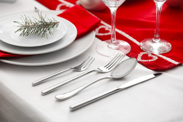 Table served for Christmas dinner