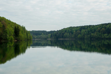 Fototapeta na wymiar Green Lakes, six lakes in Verkiai Regional Park