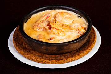Baked prawn in cream sauce