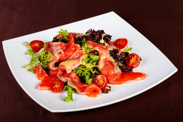 Salmon salad with mustard sauce