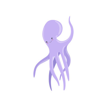 Lovely octopus, cute sea creature character vector Illustration on a white background
