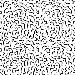 Black and White Seamless Lines Pattern. Abstract Freehand Background Design, Vector illustration