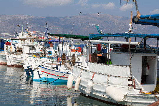Boats in a greek harbor