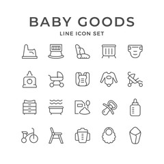 Set line icons of baby goods