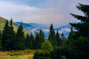 Dramatic view in the mountains before the storm