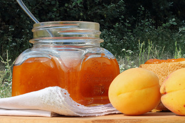 Jam of apricots for Breakfast in the fresh air
