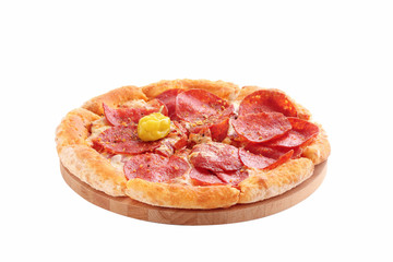 fragrant pizza with vegetables on the board