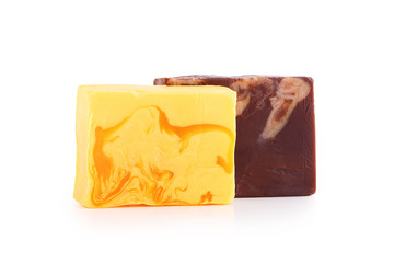 fragrant fresh soap on white background