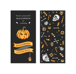 Vector illustration set of linear icons for Happy Halloween. Background celebration. Happy Halloween flyer.