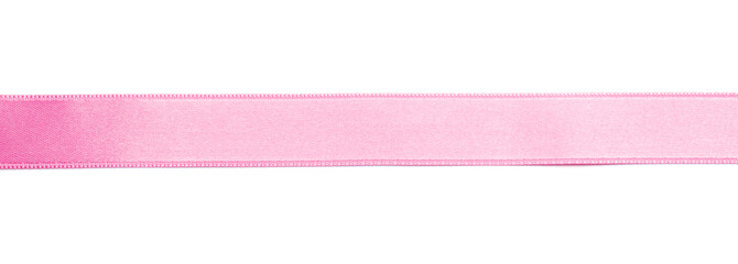 Pink satin ribbon on white background
