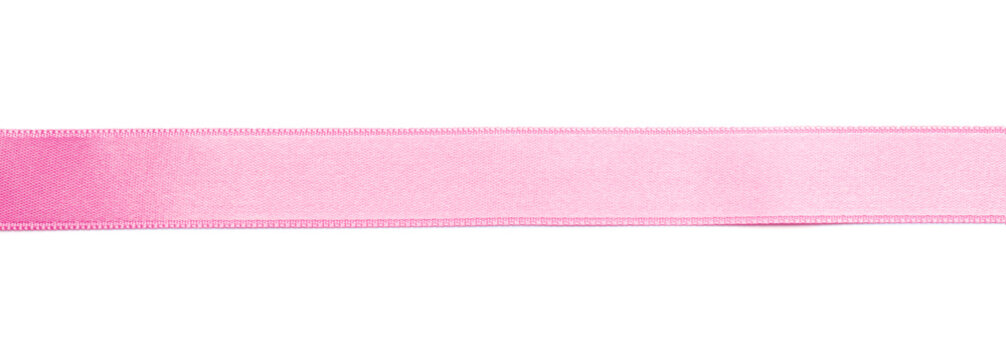 Pink Satin Ribbon On White Background