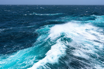 Big waves at open sea. Summer monsoon in Indian Ocean - 220081614