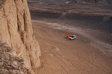 Sunrise in the Lut Desert (also Kalut desert), one of the driest and hottest places in the world.
