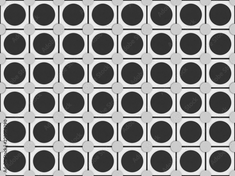 Aufkleber 3d rendering. modern seamless dark circular in cube box cement pattern wall background.