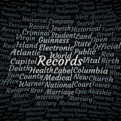 Fototapeta premium Records word cloud