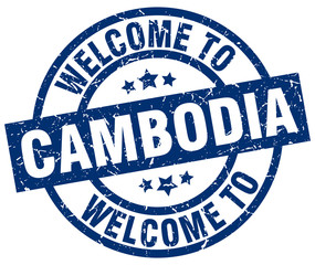 welcome to Cambodia blue stamp
