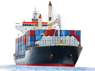 Cargo container ship on white background isolate for freight shipping by sea concept transportation...