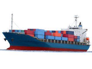 Cargo container ship on white background isolate for freight shipping by sea concept transportation...