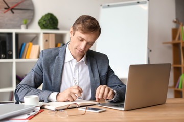 Handsome businessman working in office